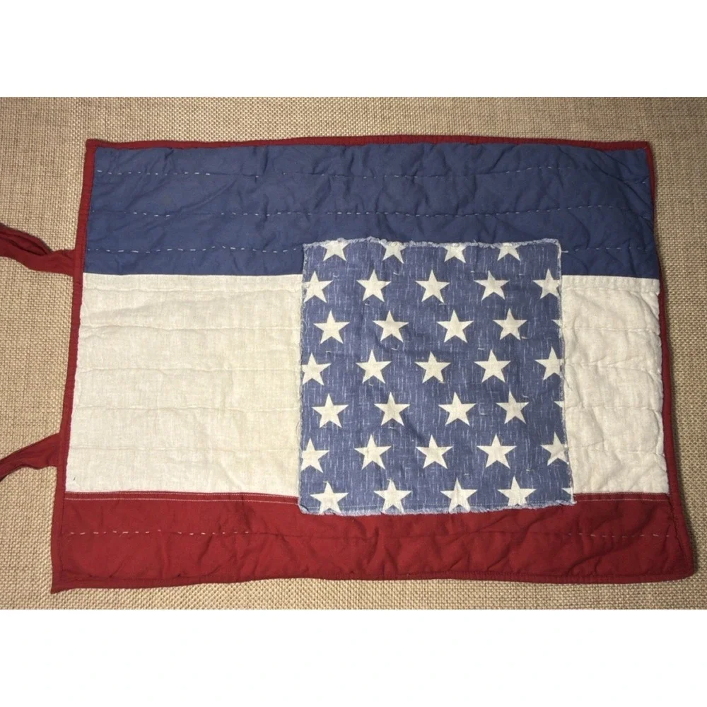 Pottery Barn Stars & Stripes Sham Set Quilted Standard Americana Patchwork